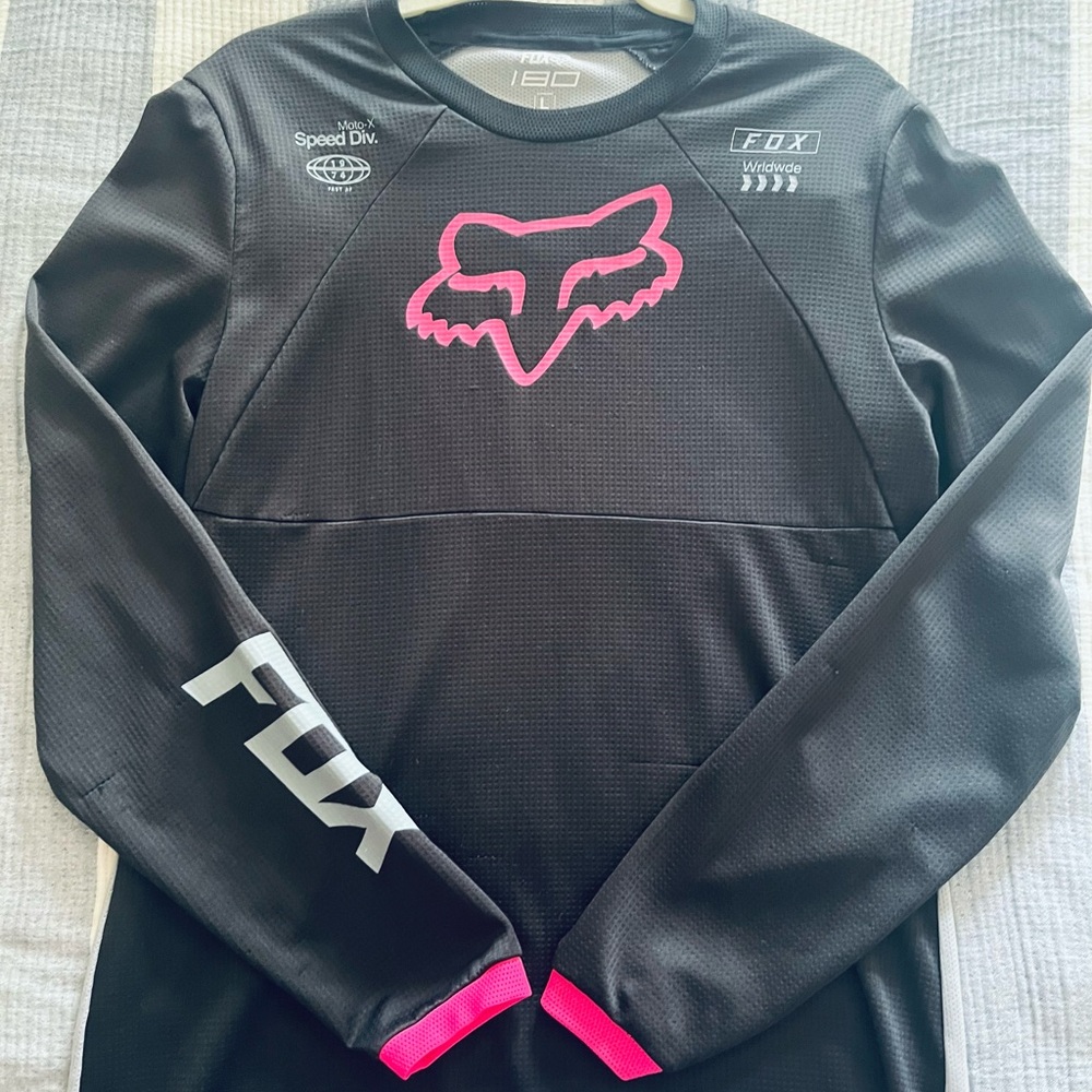 Fox Racing Black and Pink Long Sleeve Jersey